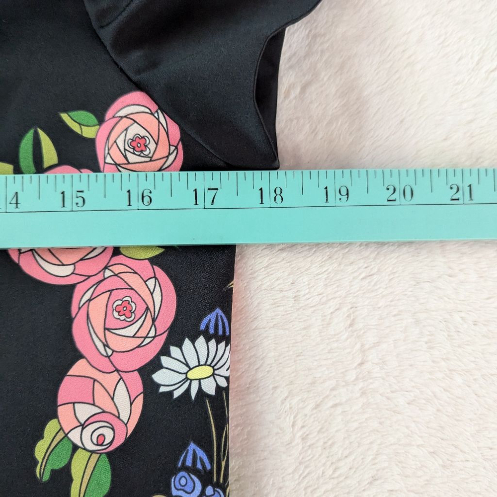 Tara Jarmon Black and Pink Floral Short Sleeve Top Size 36 - Picture 6 of 9